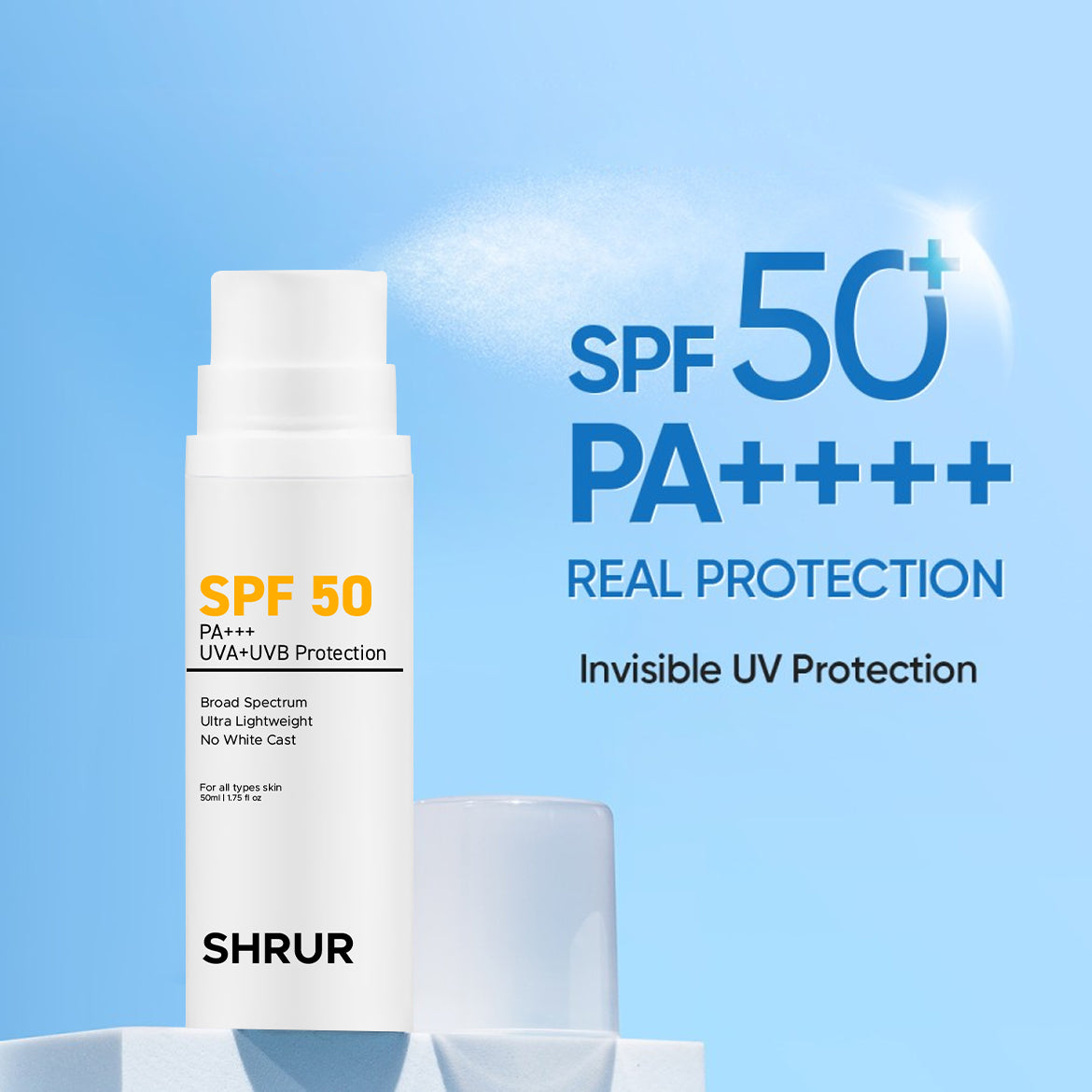 SHRUR SPF 50 Sunscreen Spray UVA+UVB, PA +++ (50 ml)