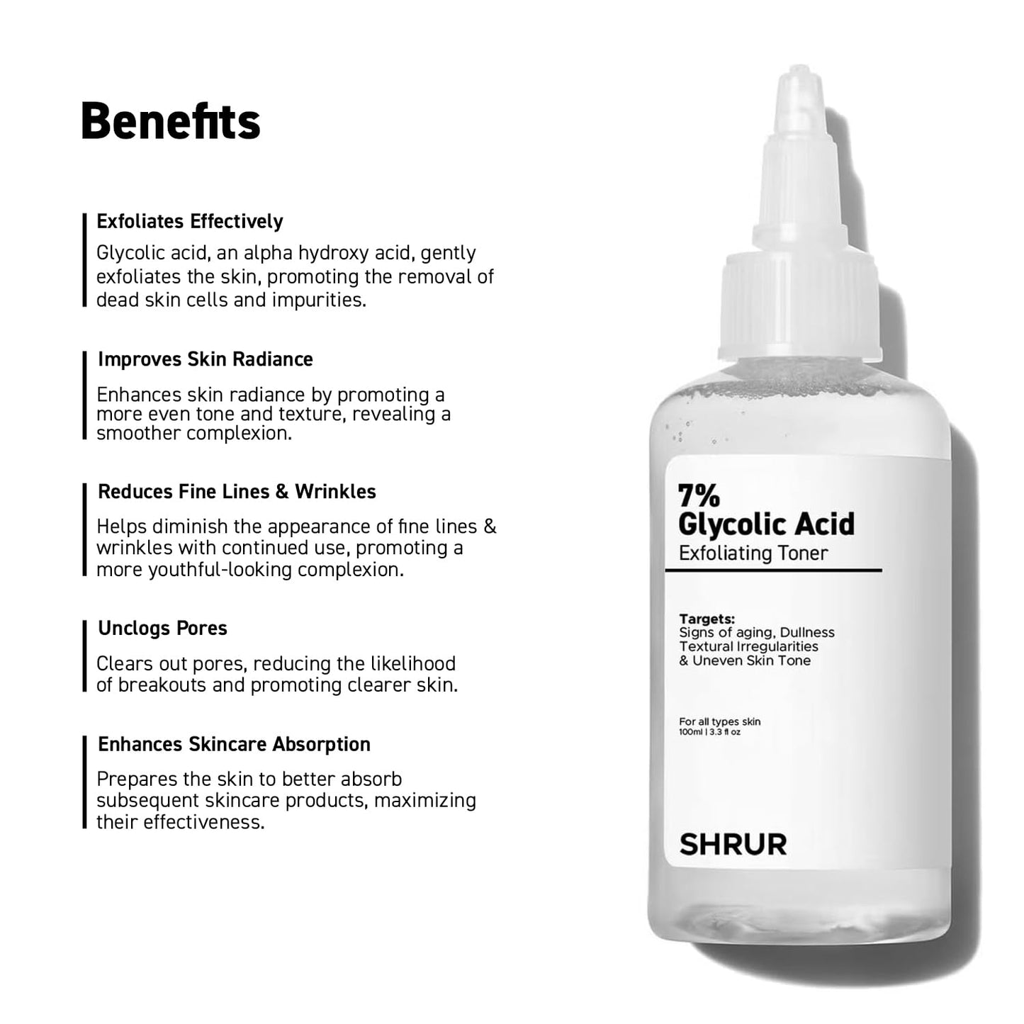 Shrur 7% Glycolic Acid Exfoliating Face Toner